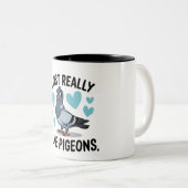 私はハトが大好きだ ツートーンマグカップ (正面右)