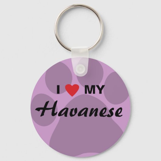 私はハバニーズのハートが大好き キーホルダー (正面)