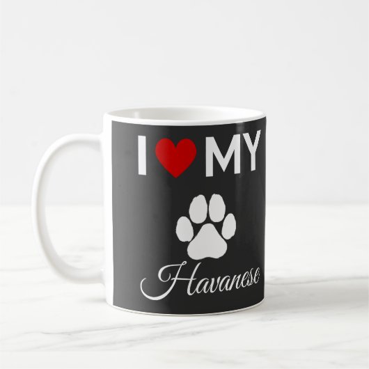 私はハバニーズ犬の文字がカスタム大好き コーヒーマグカップ (左)