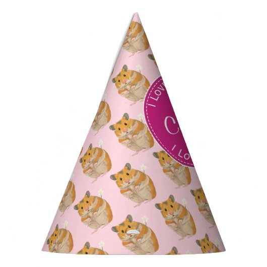 私はハムスターのピンクのハムスターパターンを愛します パーティーハット (左)