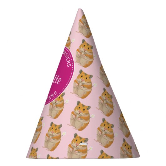 私はハムスターのピンクのハムスターパターンを愛します パーティーハット (右)