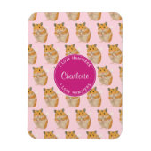 私はハムスターのピンクのハムスターパターンを愛します マグネット (縦)