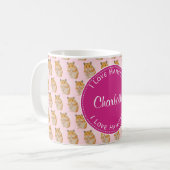 私はハムスターピンクハムスターパターンが大好き コーヒーマグカップ (正面左)