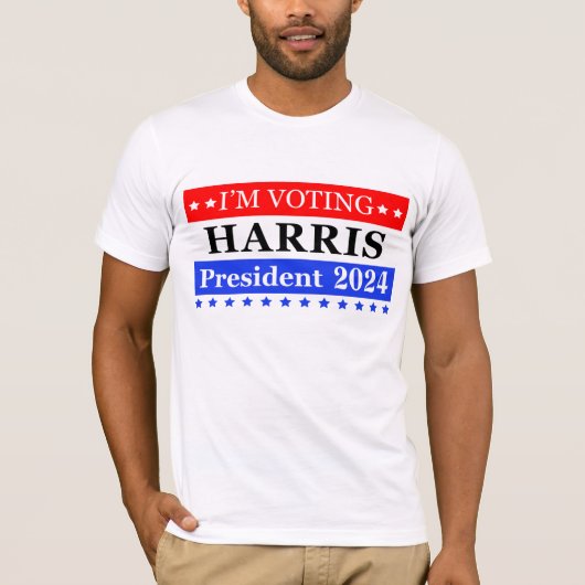 私はハリス大統領2024愛国的なストライプ Tシャツ (正面)