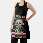私はハロウィーンのクリスマススケルトン醜いクリスマスを好む エプロン (インサイチュ)
