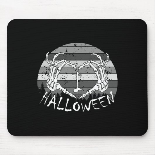 私はハロウィーンの骨おもしろいの手スカルハートRetr マウスパッド (正面)