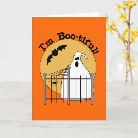 私はハロウィーンのTシャツとギフトが大好き カード (黄色い花)