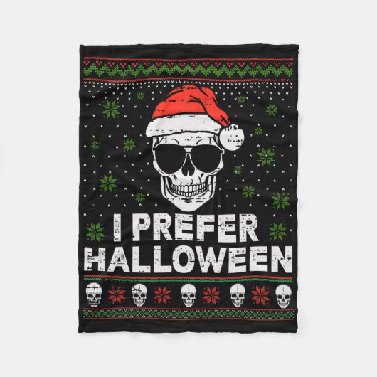 私はハロウィーンクリスマスセーターおもしろい醜いXmを好む フリースブランケット (正面)
