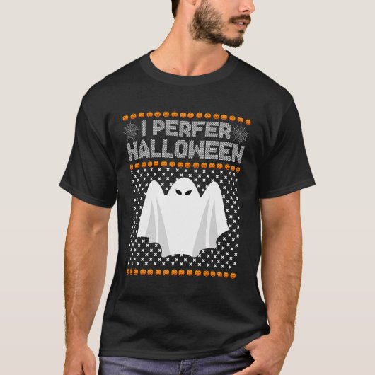 私はハロウィーンクリスマスセーターおもしろい醜いXmを好む Tシャツ (正面)