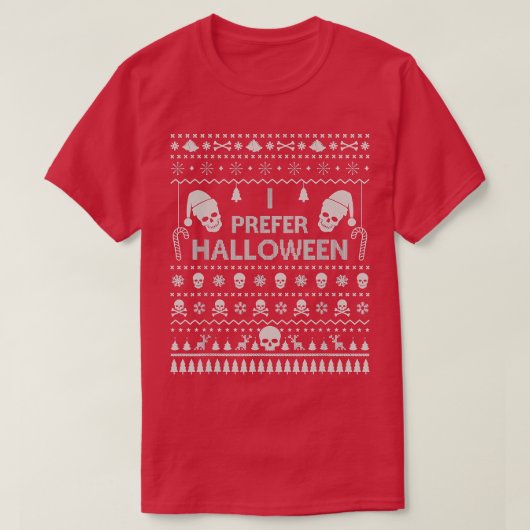 私はハロウィーンクリスマスセーターおもしろい醜いXmを好む Tシャツ (デザイン正面)