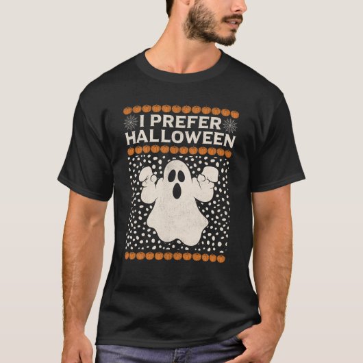 私はハロウィーンスケルトンサンタクリスマスパターを好む Tシャツ (正面)