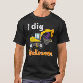 私はハロウィーン掘削機パンプキントラクタートラックCu掘る Tシャツ (正面)