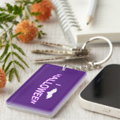 私はハロウィーン(こうもり)パープルホワイトが大好き キーホルダー (正面右)