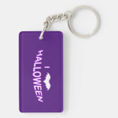 私はハロウィーン(こうもり)パープルホワイトが大好き キーホルダー (裏面)