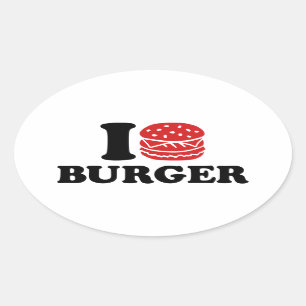 私はハンバーガーを愛します 楕円形シール