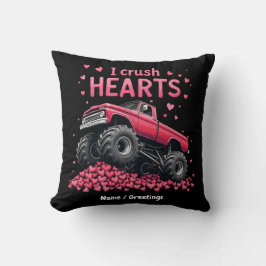 私はハートおもしろいのモンスタートラックのバレンタイン クッション