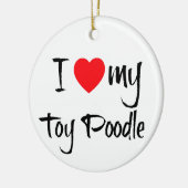 私はハートおもちゃプードル犬 セラミックオーナメント (左)