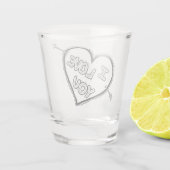 私はハートおよび矢愛します ショットグラス (裏面)