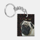 私はハートが付いているパグを愛します キーホルダー (正面左)