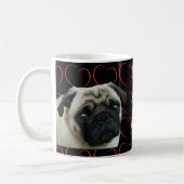 私はハートが付いているパグを愛します コーヒーマグカップ (左)