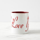 私はハートが付いているマグ愛します ツートーンマグカップ (中央)