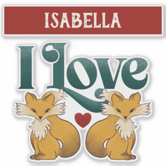 私はハートとキツネが大好き シール (正面)