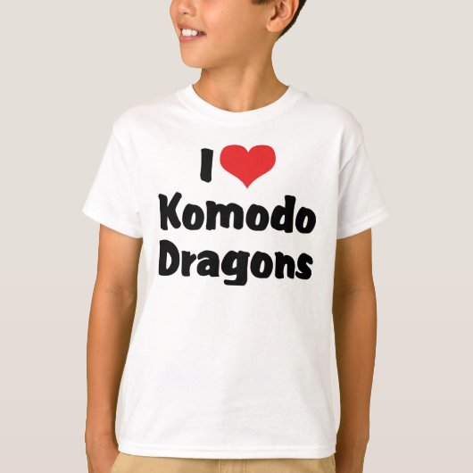 私はハートのコモドドラゴンが大好き Tシャツ (正面)