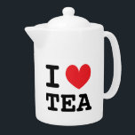 私はハートのティーセラミックティーポットの贈り物お茶の愛好家<br><div class="desc">私はハート茶好きのためのティーセラミックのティーポットのギフト。カスタムハートと文字。おもしろいギフトアイディアお茶愛好家。</div>