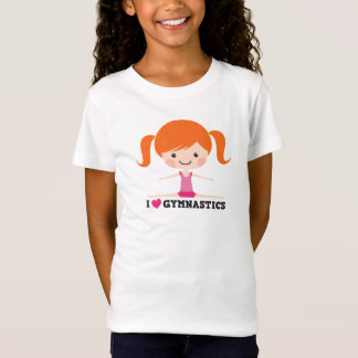 私はハートの体操の漫画の女の子の側面の割れ目を愛します Tシャツ