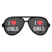 私はハートの女の子のパーティーシェード |おもしろいカスタムサングラス アビエーターサングラス (正面)