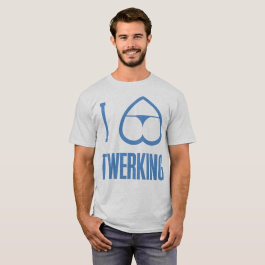 私はハートのTwerkingのつまらない利得のお尻のおもしろTシャツを愛します Tシャツ (正面フル)