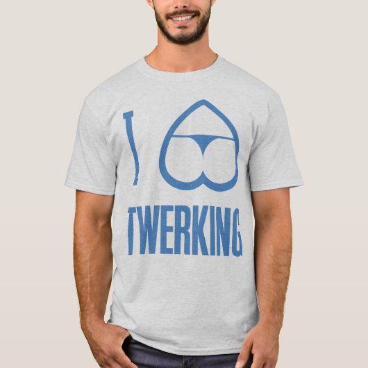 私はハートのTwerkingのつまらない利得のお尻のおもしろTシャツを愛します Tシャツ (正面)