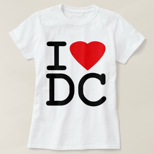 私はハートのWashington D.C.のコロンビア特別区を愛します Tシャツ (デザイン正面)
