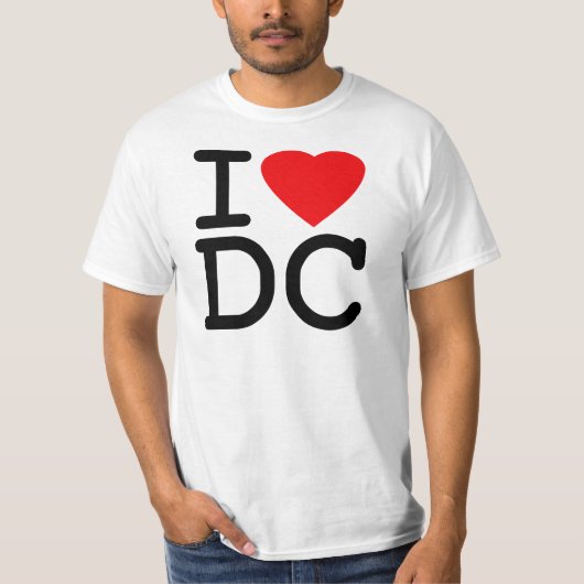私はハートのWashington D.C.のコロンビア特別区を愛します Tシャツ (正面)