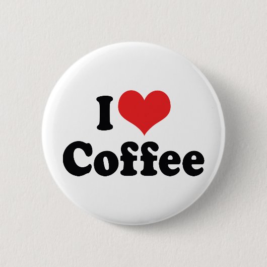 私はハートコーヒーが大好き – Java Caffeine Lover 缶バッジ (正面)