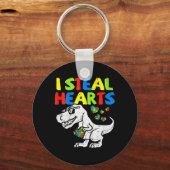 私はハートトレックス恐竜キッズ少年の自閉症の戦争を盗む キーホルダー (正面)