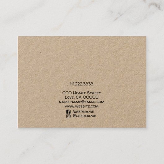 私はハートハンドメイドの名前ブレスレットホルダーキュート大好き 名刺 (裏面)