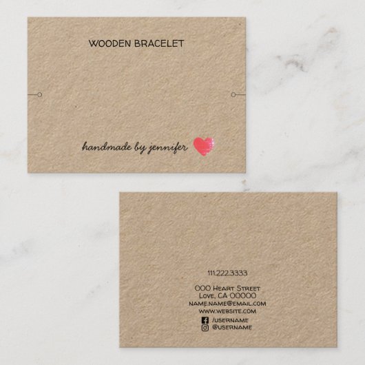 私はハートハンドメイドの名前ブレスレットホルダーキュート大好き 名刺 (正面/裏面)