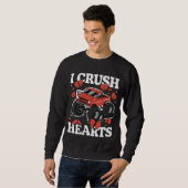 私はハートバレンタインデーのモンスタートラックをつぶす スウェットシャツ (正面フル)