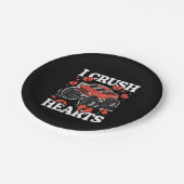 私はハートバレンタインデーのモンスタートラックをつぶす ペーパープレート (アングル)