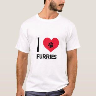 私はハートフレーが大好き。フリーポーがかわいい動物をプリント Tシャツ