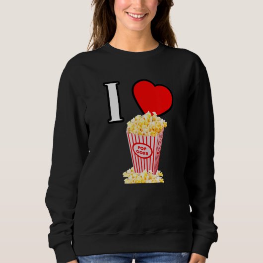 私はハートポップコーン私はポップコーン単語のお気に入りのsna スウェットシャツ (正面)