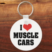 私はハートマッスルカーが大好き – マッスルカー恋人 キーホルダー (正面)