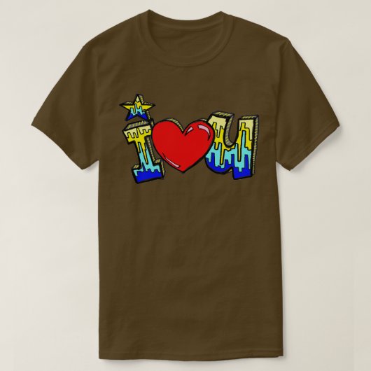 私はハート愛してる Tシャツ (デザイン正面)