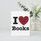 私はハート本 – 私は本が大好き！(二重ハート) ポストカード (スタンド正面)