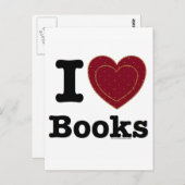 私はハート本 – 私は本が大好き！(二重ハート) ポストカード (正面/裏面)