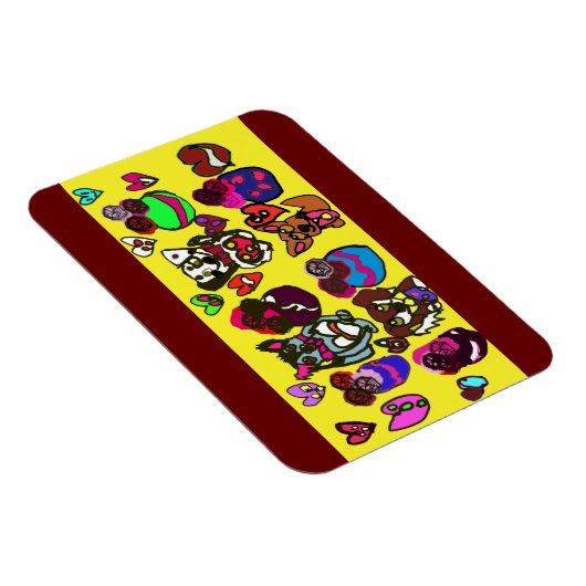 私はハート犬マグカップ木製のボックスの看板はがき マグネット (右側)