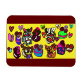 私はハート犬マグカップ木製のボックスの看板はがき マグネット (横)