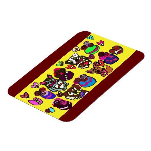 私はハート犬マグカップ木製のボックスの看板はがき マグネット (左側)