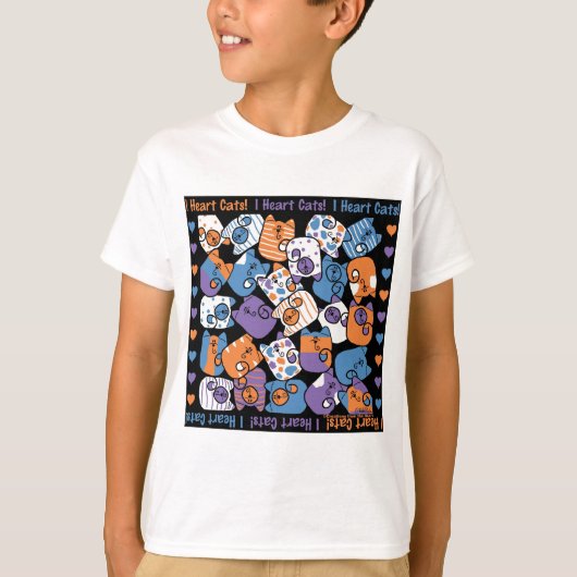 私はハート猫だ！コラージュ Tシャツ (正面)